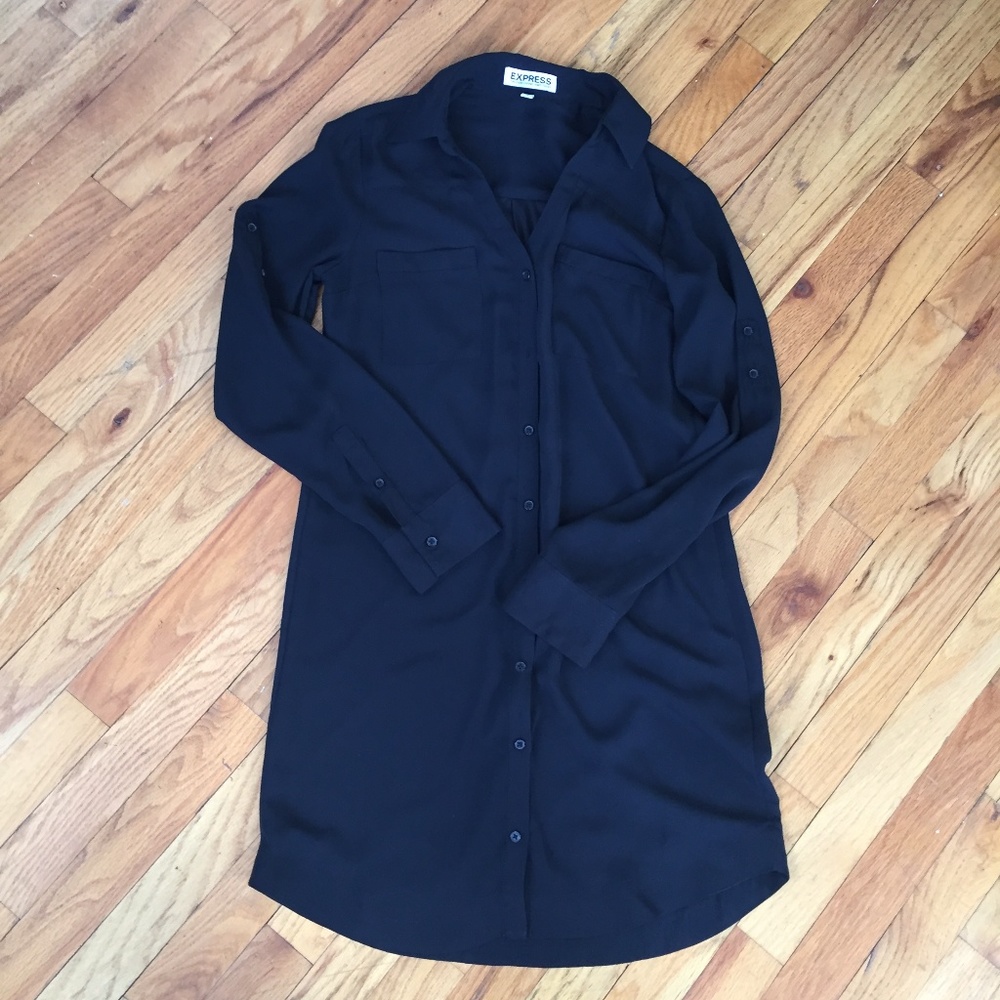 Sold - Express Black The Portofino Shirt Dress